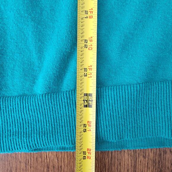 Chicos Cashmere Blend Sweater Green Sz 0 Small Christmas Holiday Office Preppy - Picture 4 of 6